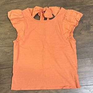 Peach Ruffle Sleeve Women's Top